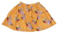 Oranžová plátěná sukně s kolibříky H&M