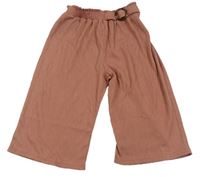 Starorůžové žebrované culottes kalhoty se sponou zn. Primark 