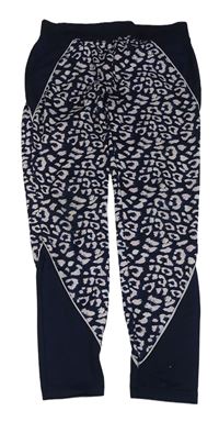 Tmavomodro-růžové sportovní crop legíny s leopardím vzorem zn. Ergeenomixx