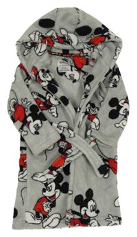 Šedý plyšový župan s Mickeym a kapucí Primark