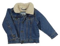 Tmavomodrá riflová zateplená bunda s beránkem Primark