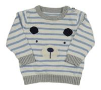 Bílo-modro-šedý pruhovaný svetr s čumákem Nutmeg