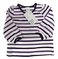 Nové - Bílo-fialové pruhované triko H&M