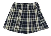 Nové - Tmavomodro-smetanová kostkovaná skládaná sukně Primark