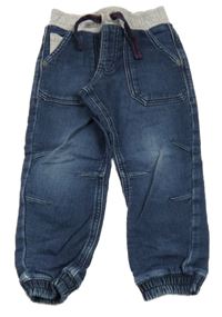 Tmavomodré teplákové cuff rifle s úpletovým pasem George