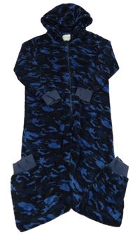 Tmavomodrá army plyšová kombinéza s kapucí Next