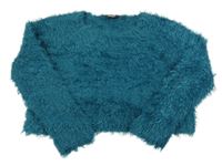 Zelený chlupatý crop svetr New Look