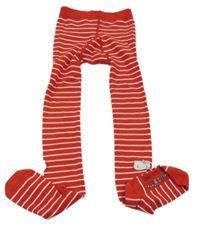 Červeno-bílé pruhované punčocháče s Hello Kitty 