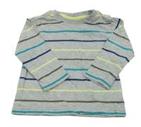 Šedo-modro-zelené pruhované triko Topomini