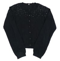 Černý propínací crop svetr s kamínky M&S