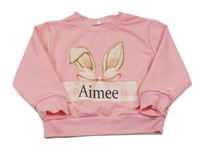 Růžová mikina s nápisem a oušky 