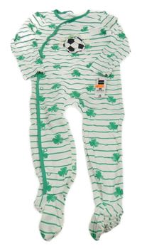 Nové - Bílo-zelený pruhovaný overal s trojlístky a míčem Dunnes