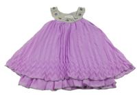 Šedo-fialové šifonové šaty s kamínky 