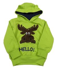 Světlezelená mikina s losem a kapucí Kiki&Koko