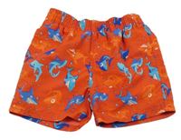 Červené plážové kraťasy se žraloky Blue Seven
