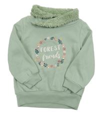 Světlezelená mikina s nápisem a květy a límečkem Kiki&Koko