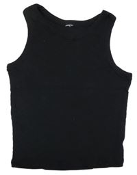 Černý žebrovaný crop top