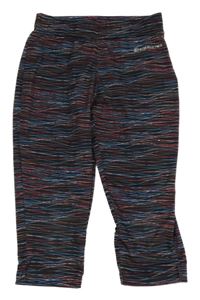 Černo-modro-růžové pruhované sportovní crop legíny Energetics
