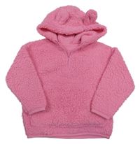 Růžová huňatá mikina s kapucí Dunnes