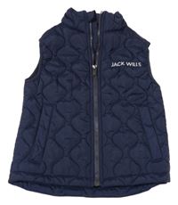 Tmavomodrá šusťáková prošívaná zateplená vesta s nápisem Jack Wills