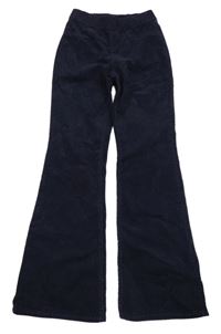 Tmavomodré elastické flare manšestráky H&M