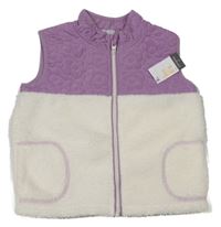 Nové - Lila-bílá šusťákovo/huňatá vesta Primark