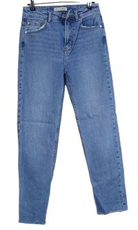 Dámské světlemodré mom roztřepené rifle Denim 