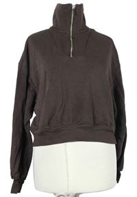 Dámská hnědá crop mikina s límcem H&M