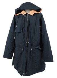 Dámský tmavomodrý šusťákový jarní kabát s kapucí Laura Torelli 