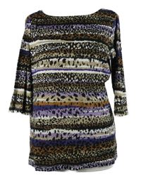 Dámské černo-fialovo-béžové vzorované triko Olsen 