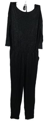 Dámský černý třpytivý kalhotový overal Mohito 