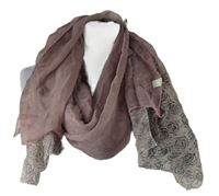 Dámská starorůžová květovaná šifonová šála 