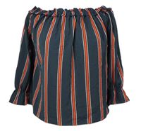 Dámská tmavomodro-červená pruhovaná halenka s lodičkovým výstřihem H&M