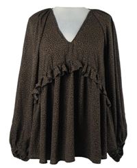 Dámská hnědo-černá vzorovaná halenka s volánkem Asos 