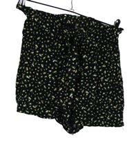 Dámské černé kytičkované sukňové kraťasy s páskem H&M vel. 32