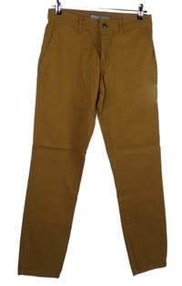 Pánské hnědé plátěné chino slim kalhoty vel. 30/32
