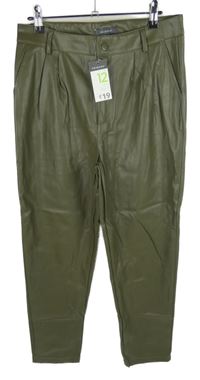 Nové - Dámské khaki koženkové skinny kalhoty Primark 