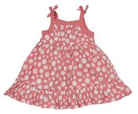Růžové puntíkaté plátěné šaty M&S