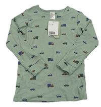 Khaki žebrované triko s auty H&M