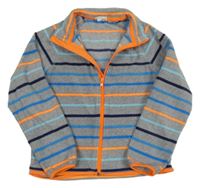 Šedo-modro-oranžová pruhovaná propínací fleecová mikina H&M
