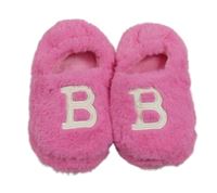 Neonově růžové chlupaté bačkory s písmenem vel.32