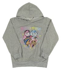 Šedá lehká mikina s Monstar High a kapucí 