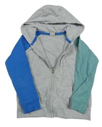 Šedo-modrá propínací mikina s kapucí Alana