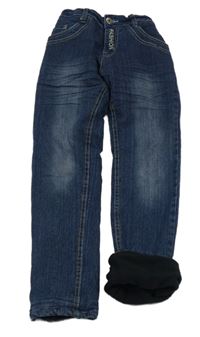 Tmavomodré podšité rifle s nápisem