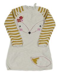 Bílo-pruhované pletené šaty s liškou Tu