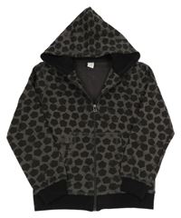 Šedo-černá vzorovaná propínací mikina s kapucí Pocopiano