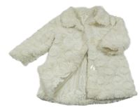 Bílý puntíkatý chlupatý podšitý kabát