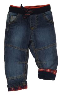 Tmavomodré podšité rifle s úpletový pasem F&F