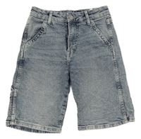 Tmavomodro-bílé melírované riflové kraťasy H&M