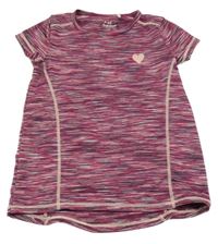 Vínovo-bílo-šedé melírované sportovní tričko se srdíčkem Topolino